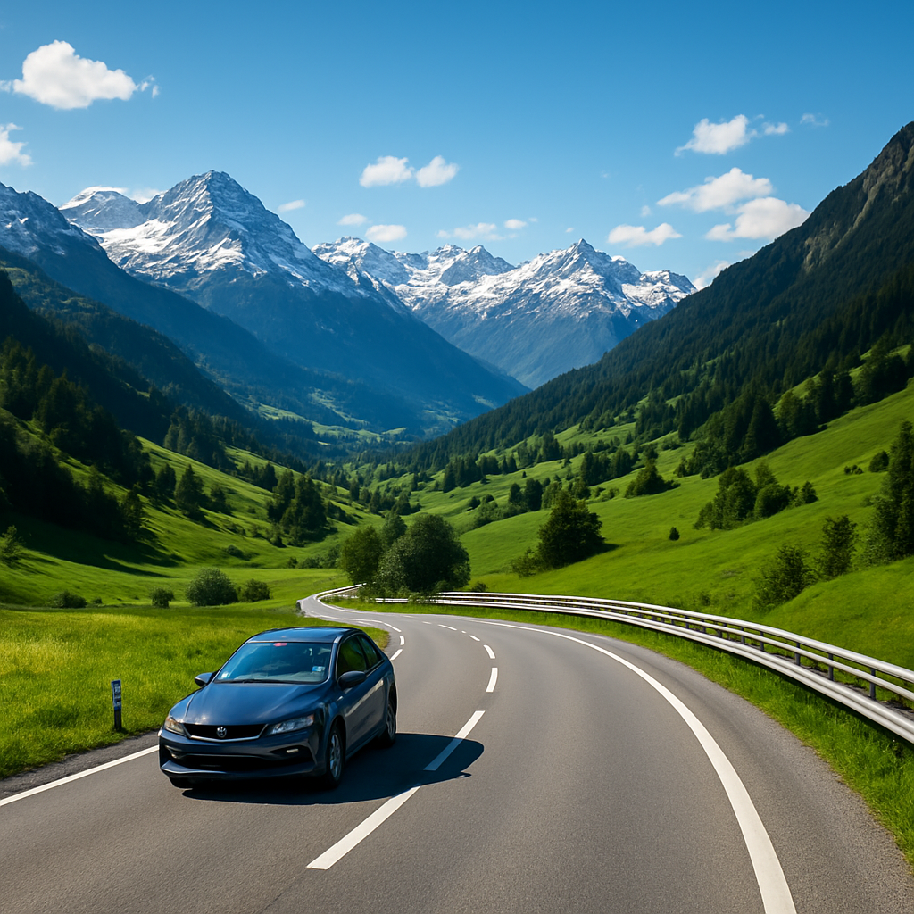 Schweizer Autobahn in den Alpen